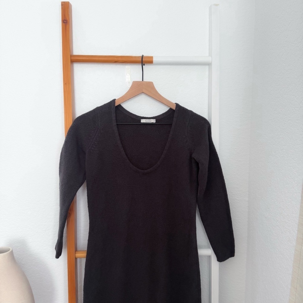 AYR Organic Cotton Long Midi Sweater Dress Dark Gray - Picture 4 of 11